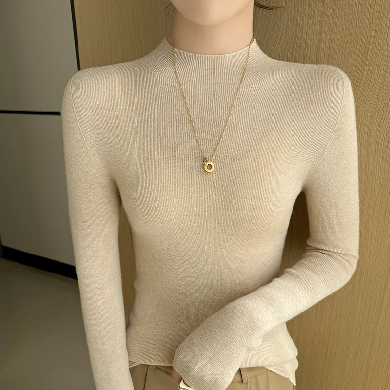 

2025 Sweater Women Round collar Knitted Pullovers Knitwear Summer Fashion Slim Jumpers Fashion Stretch Tops