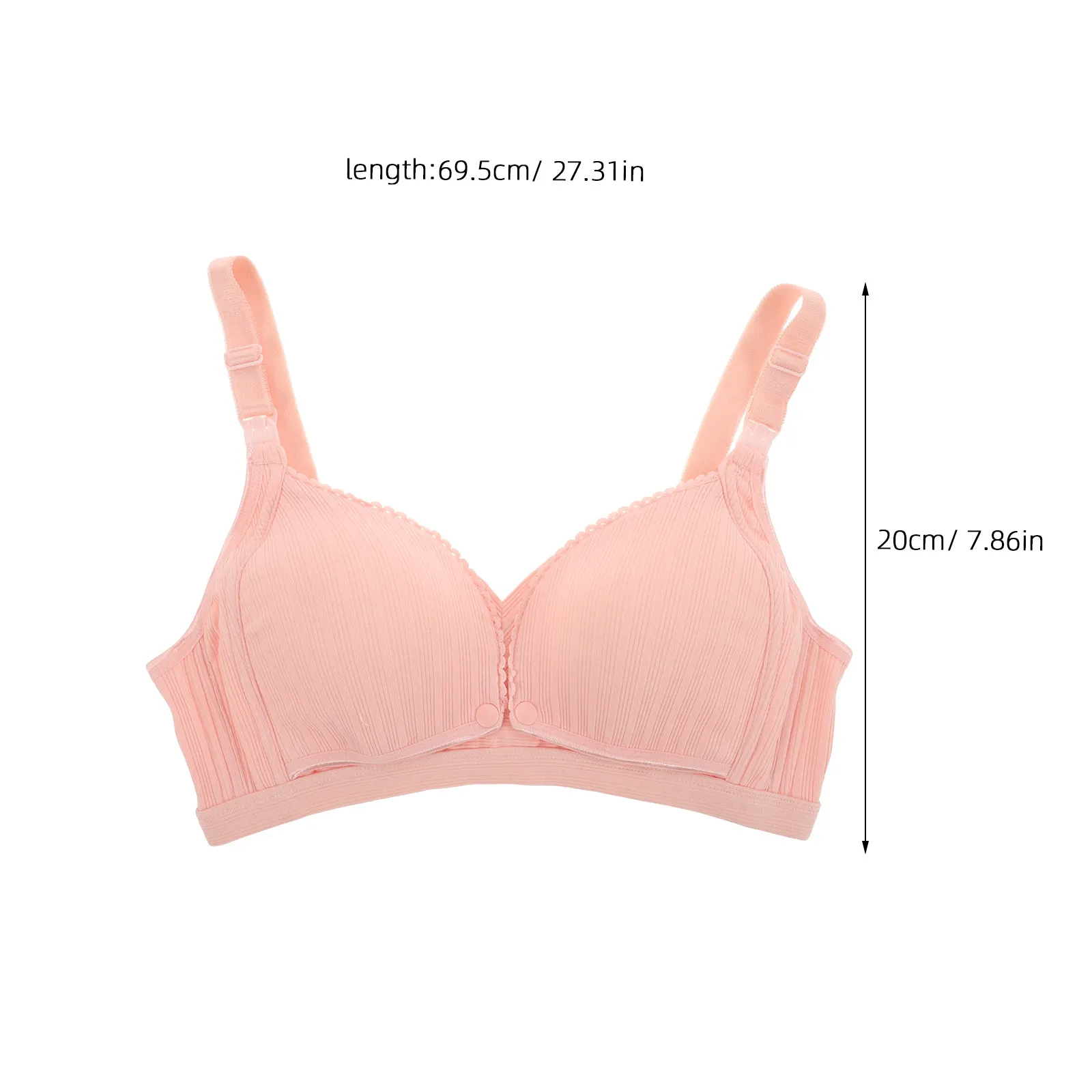 Wireless Nursing Bra Pink Size 38 85 Ribbed Thin Breathable Design Double Clip Easy Breastfeeding Maternity Bra No Underwire