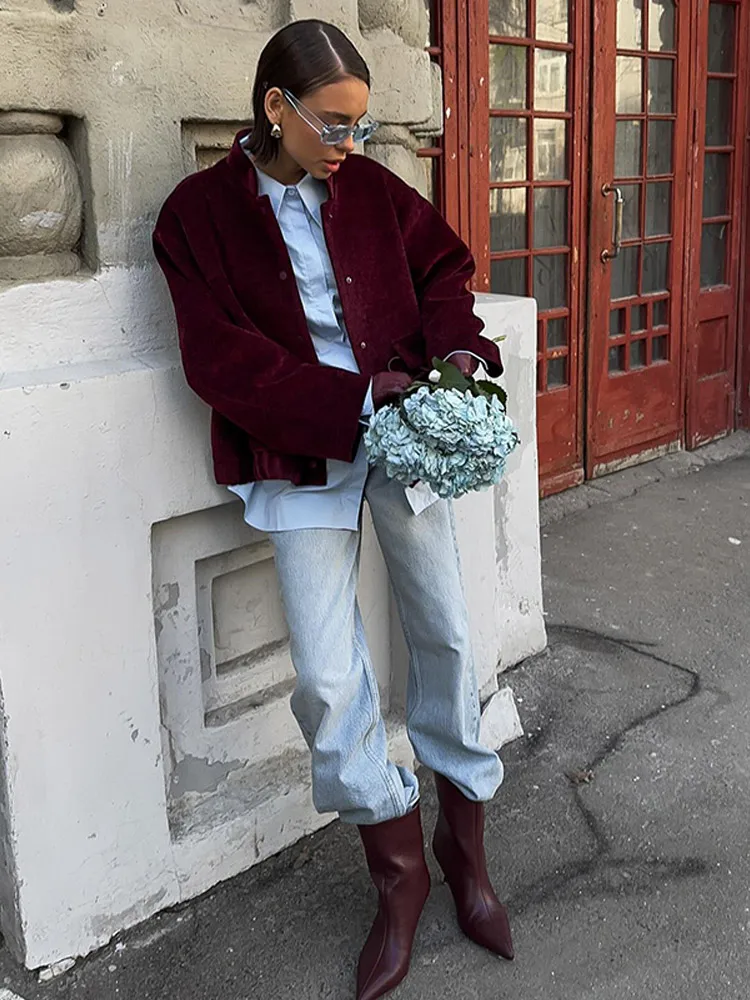 سترة قصيرة غير رسمية للنساء بياقة أنيقة عصرية وسترات فضفاضة واحدة الصدر للخريف ملابس خارجية للتنقل اليومي في الشارع #2