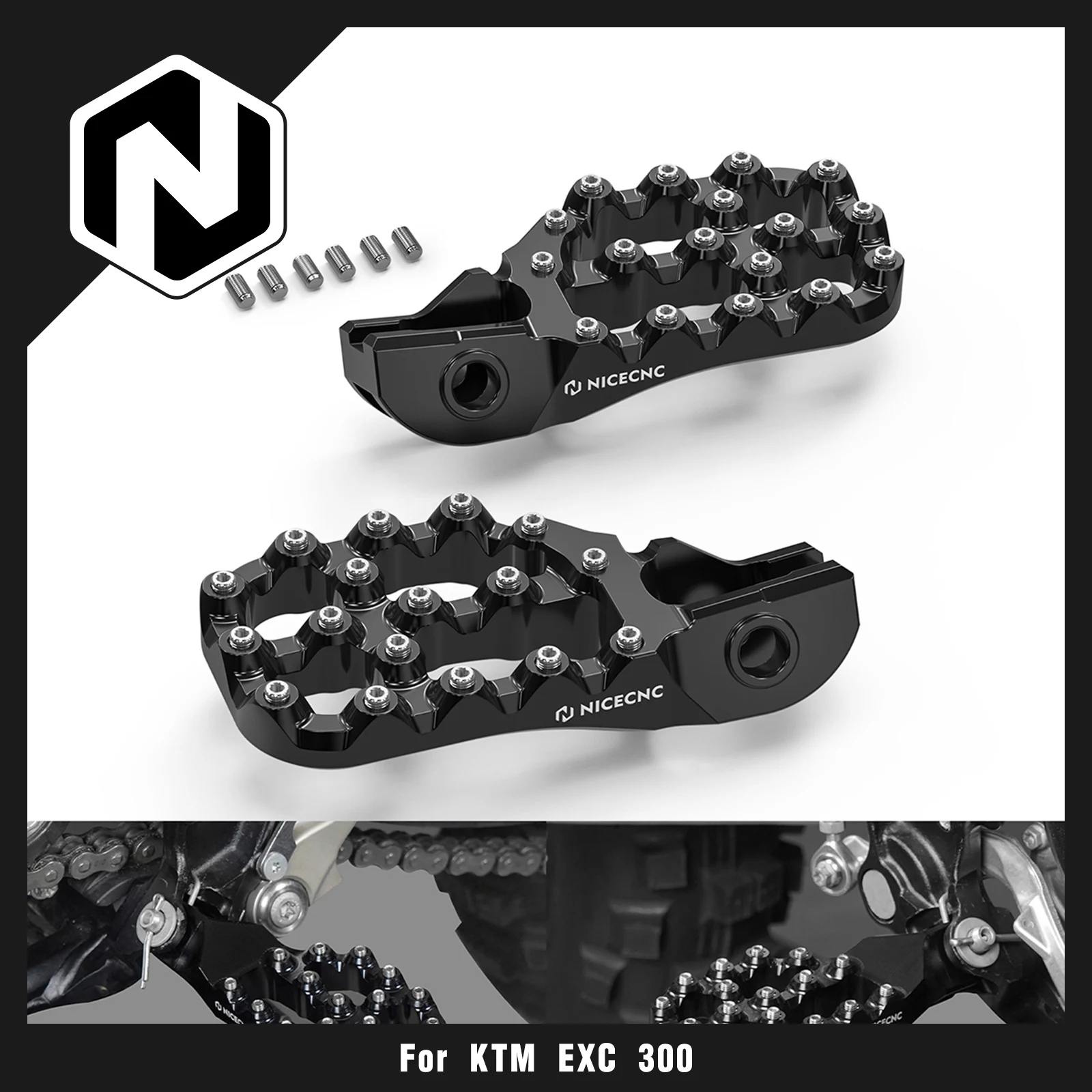 

For KTM EXC 300 2017-2023 NICECNC Offset Foot Peg Footrests EXCF 350 XCW 500 EXC 250 17-23 SX 125 SXF 450 XC 300 XCF 2017-2022