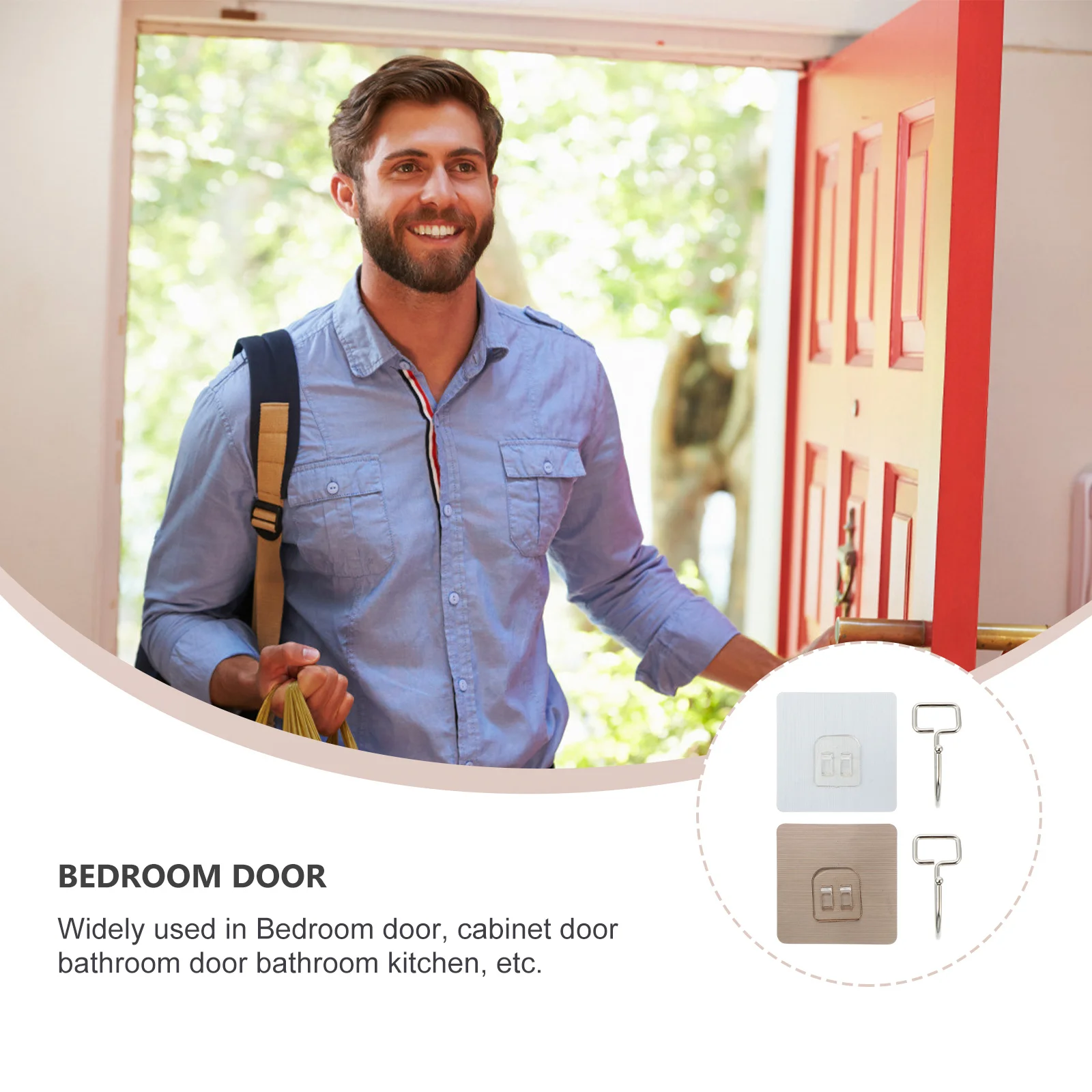 

10Pcs Wall Hooks Self Adhesive Punch Free Stainless Steel Waterproof Hooks for Bathroom Kitchen Towels Coats Scarves Keys