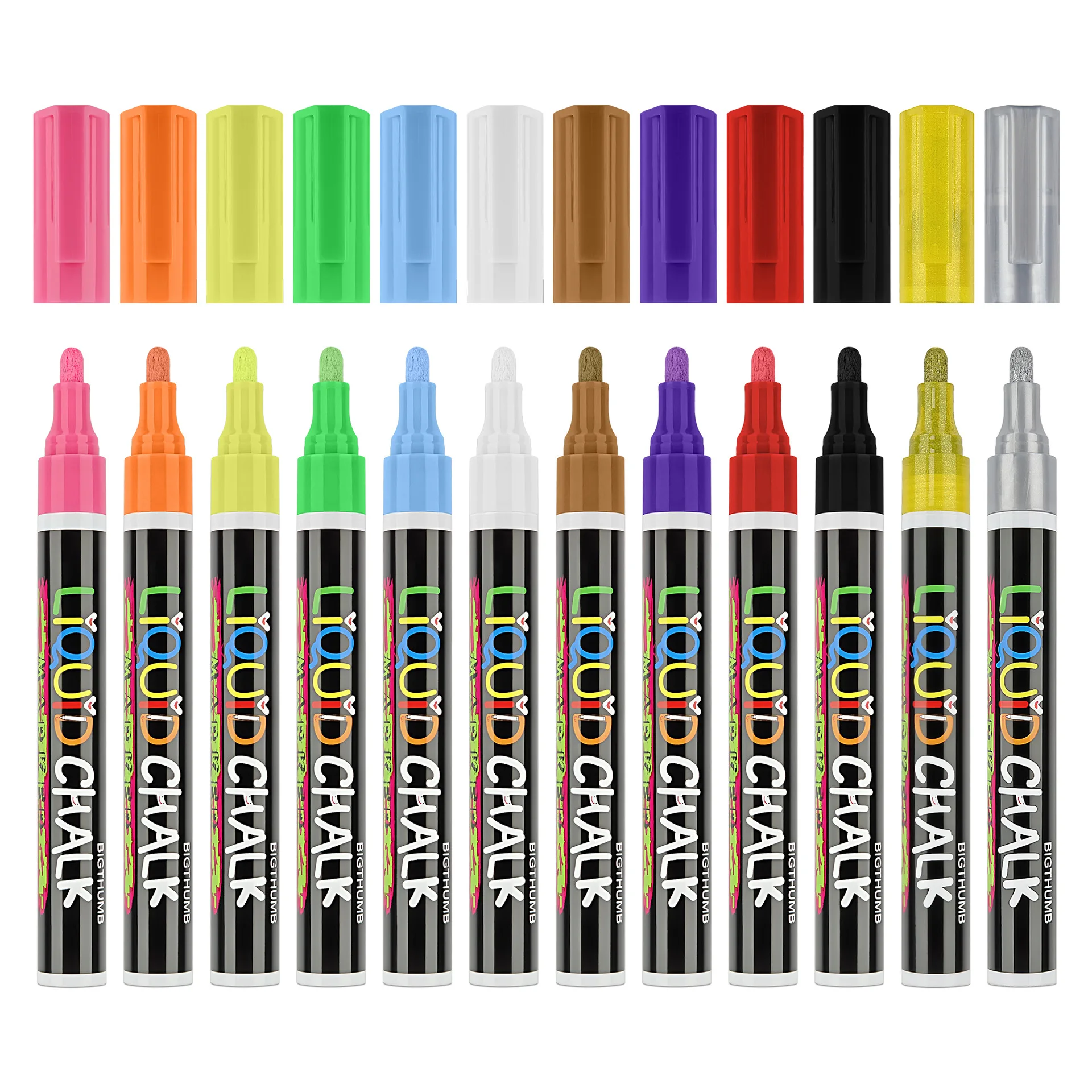 12 Colors Erasable Liquid Chalk Marker Set Dry Erase Marker Pens For Glass Board Chalkboards Signs Windows Blackboard