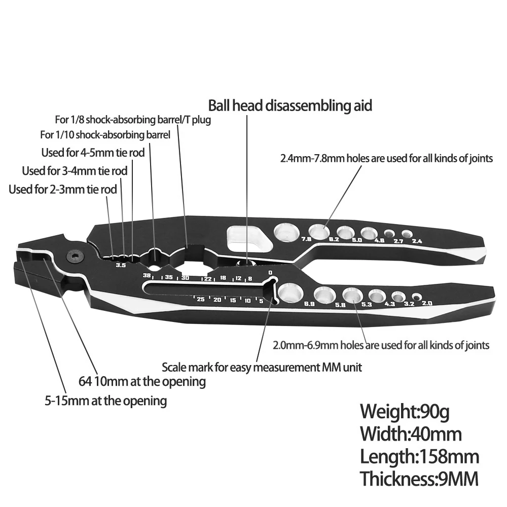 MYHRC التحكم عن بعد سيارة الجمعية أداة جميع المعادن متعددة الوظائف RC امتصاص الصدمات أداة كماشة الكرة زردية طويلة الفكين أداة