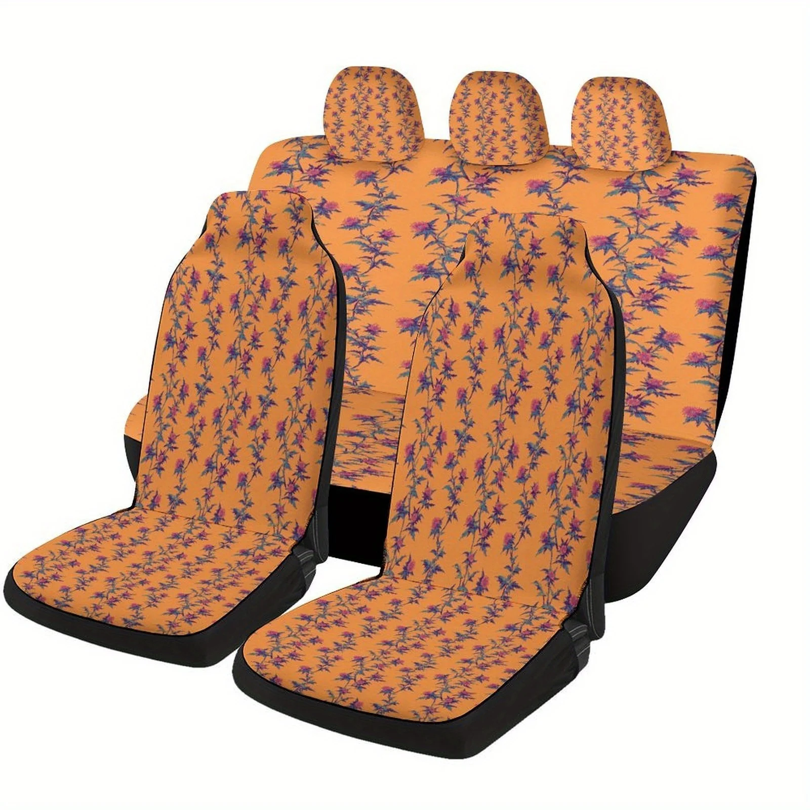 Psychedelic Marijuana Leaf Themed Car Seat Cover Set For Most Cars, Trendy Novelty Car Seat Protector Covers Full Set, Universal
