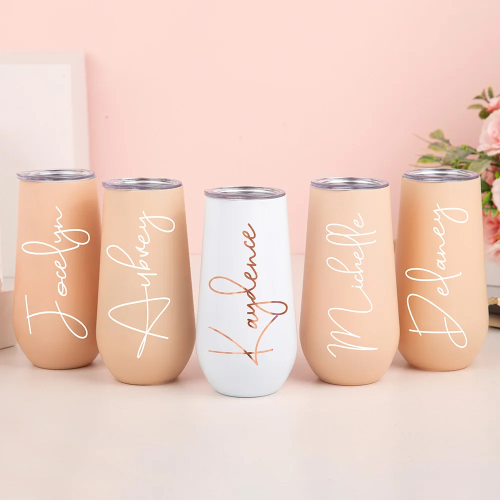 Personalized Champagne Flute Tumbler Bridal Shower Gifts Bridesmaid Proposal Gifts Wedding Tumbler Bachelorette Party Decor