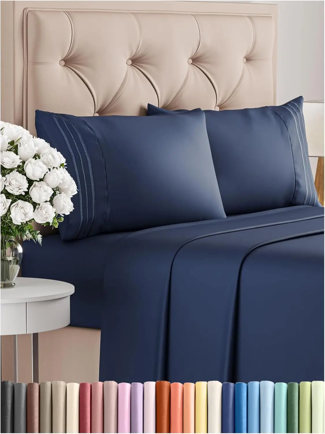 

King Size 4 Piece Sheet Set - Comfy Breathable & Cooling Bed Sheets Set - Hotel Luxury Bedding- Deep Pockets, Soft, Wrinkle Free