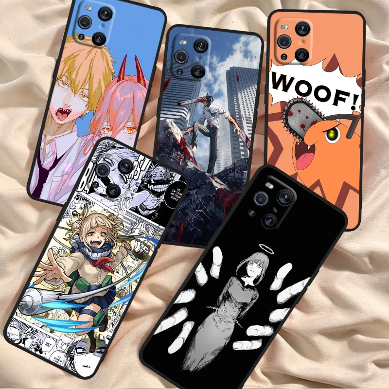

C Chainsaw M Man Fashion Anime For OPPO Find X6 X5 X3 A54S A5 A94 A16 A53S A57 A74 A72 A98 A78 A96 A9 5G Black TPU Phone Case