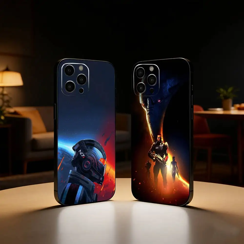 

N-N7 M-Mass E-Effect Game Phone Case For iPhone17,16,15,14,13,12 Plus,Max Soft Silicone Black Cover