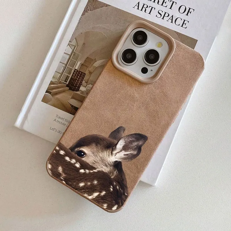 Fawn Pattern Faux LeatherPhone Case for Protective Cover for iPhone18 17 16 15 14 13 12 11 Pro Max Phone case