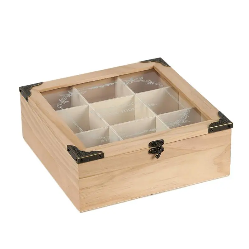 

Tea Organizer Storage Box 9 Grid Tea Chest Storage Box Decorative Teabag Holder Containers Teabox Station Display