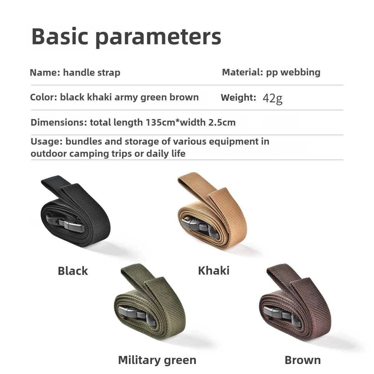 حزام أدوات للتخييم في الهواء الطلق مع إبزيم أمان مزدوج - طول قابل للتعديل، تخزين سريع، مثالي للسفر وربط العتاد #4
