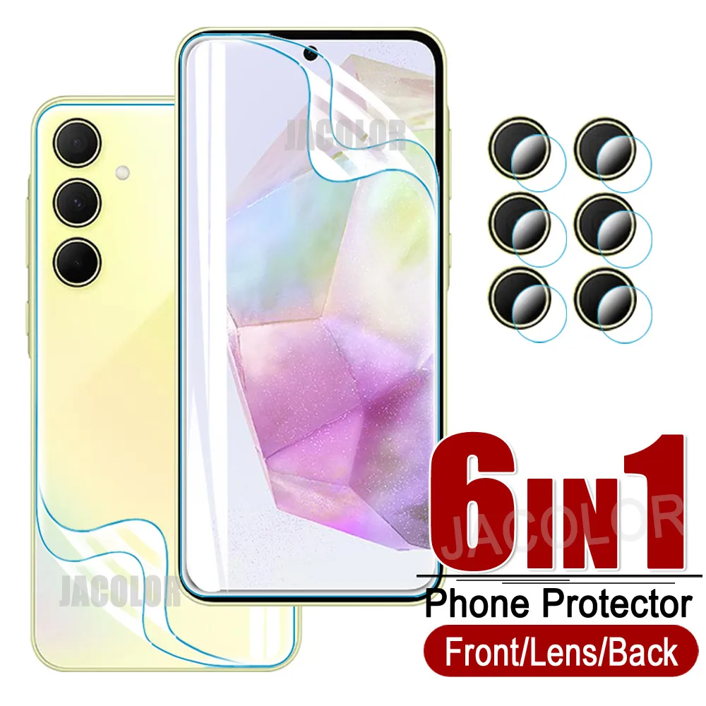 6IN1 Gel Film For Samsung Galaxy A55 A35 A25 A15 5G A05 A05S Front Screen+Back Cover Hydrogel+Camera Lens Glass Samsang A 55 35