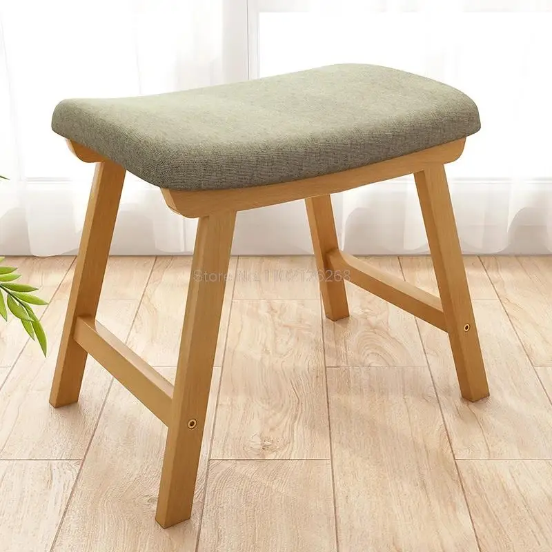 

Home Luxury Footstool Seat Stool With Detachable Cover Ergonomic Modern Upholstered Small Bench Chair Solid Wood Sofa Footstool