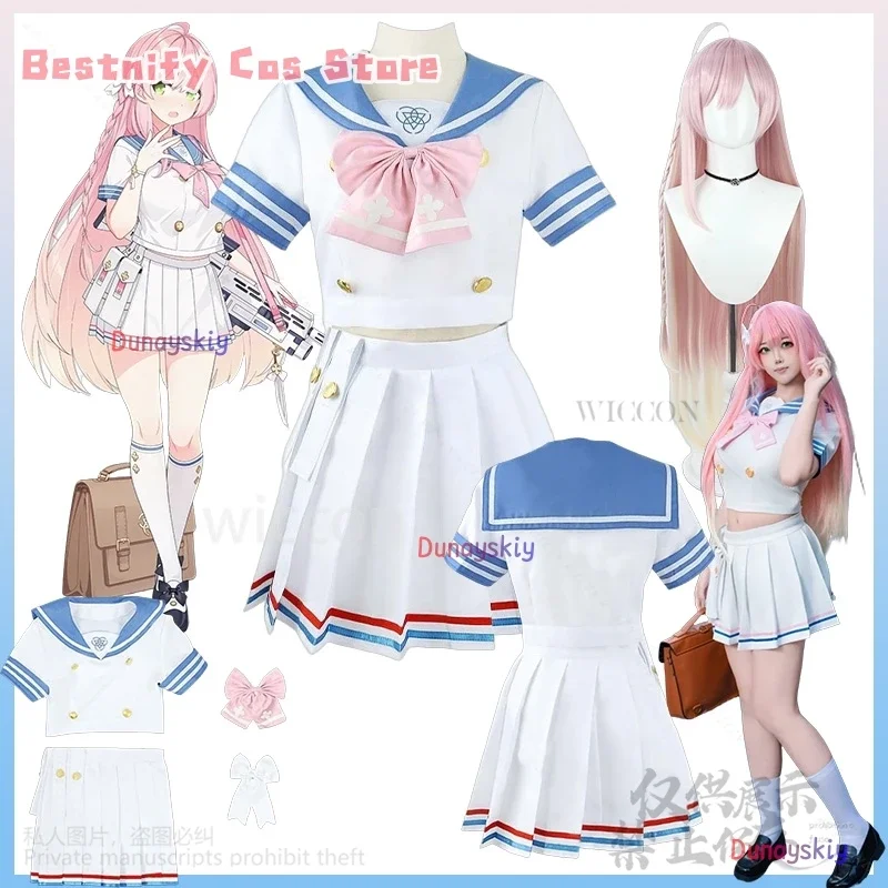 

CosplayGame Blue Archive 코스프레 Urawa Hanako Anime Costume Sakura Kawaii Jk School Uniform Dress Cute Lolita Jirai Kei Wigs Custom