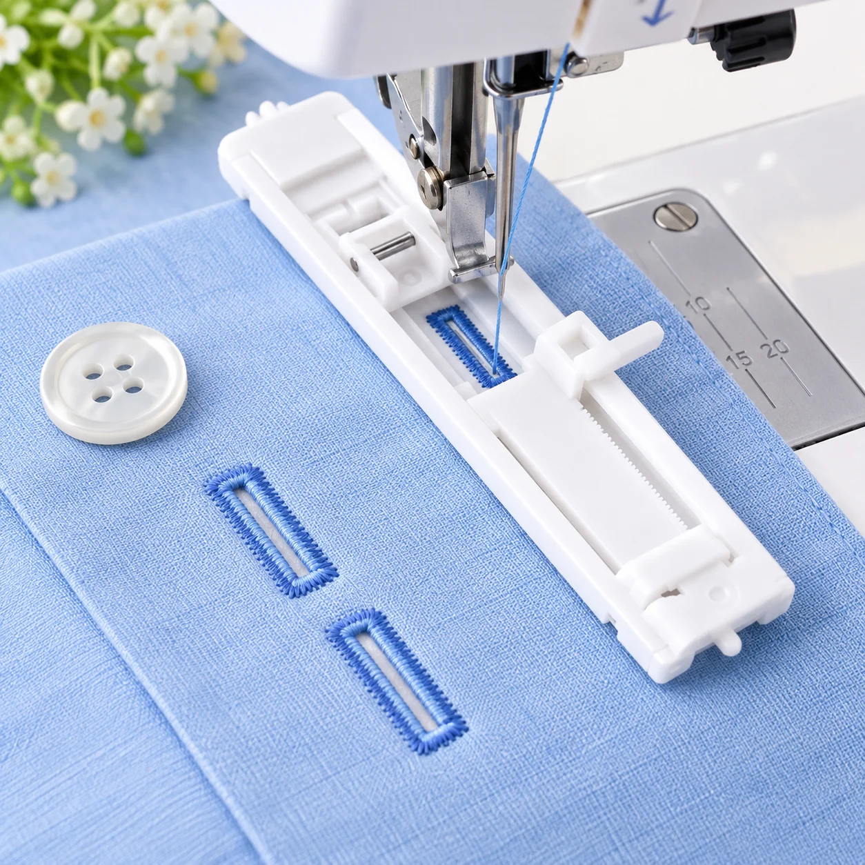 One Step Snap On Buttonhole Presser Foot For EverSewn Sparrow 15, Juki HZL-355ZW-A, Singer 4423, 4432, 5523 Home Sewing Machine