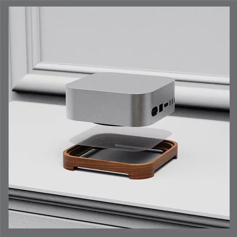 GO-For Mac Mini M4/M4 Pro Stofdockingstation Hostbeugel Houten standaard Verhoogd stofdicht ontwerp PC-accessoires