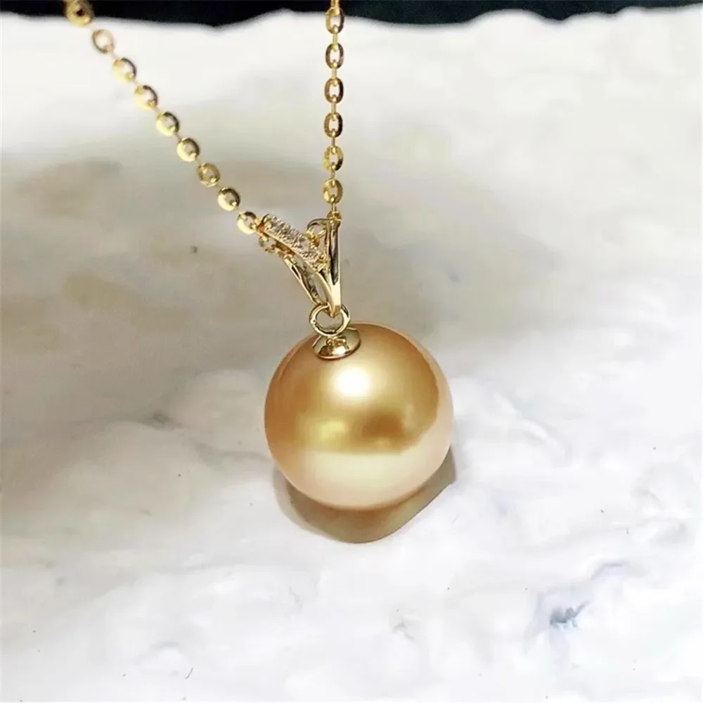 

DIY Pearl Accessories G18K Yellow and White Gold Pendant Empty Holder Fashion Necklace Pendant Holder Women's 9-13mm Round Beads