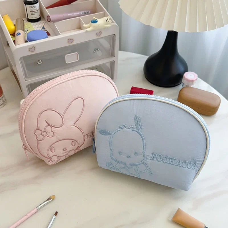 Sanios My Melody Hand Shell Cosmetic Bag Anime grande capacità portatile Kuromi Kawaii hellobyke Down Toiletry Storage Bag regali