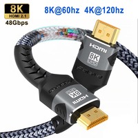 Highwings 8K 4K HDMI Cable 48Gbps, Certified Ultra High Speed HDMI Cable Braided 4K@120Hz 8K@60Hz HDR for Roku TV/PS5/Blu-ray