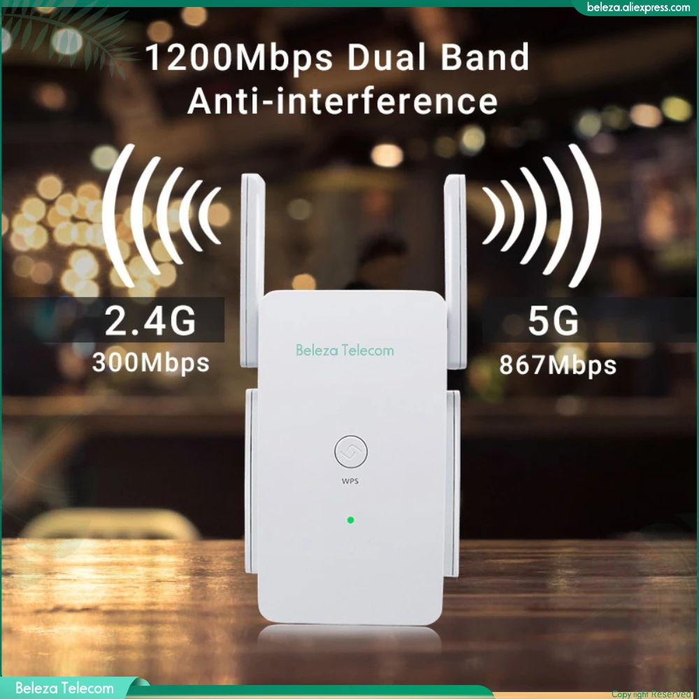 2.4G + 5G AC1200 Dual-Band Wireless Extender WiFi Repeater Booster 1200M WIFI Amplifier Signal Access Wi-Fi Repetidor Adapter