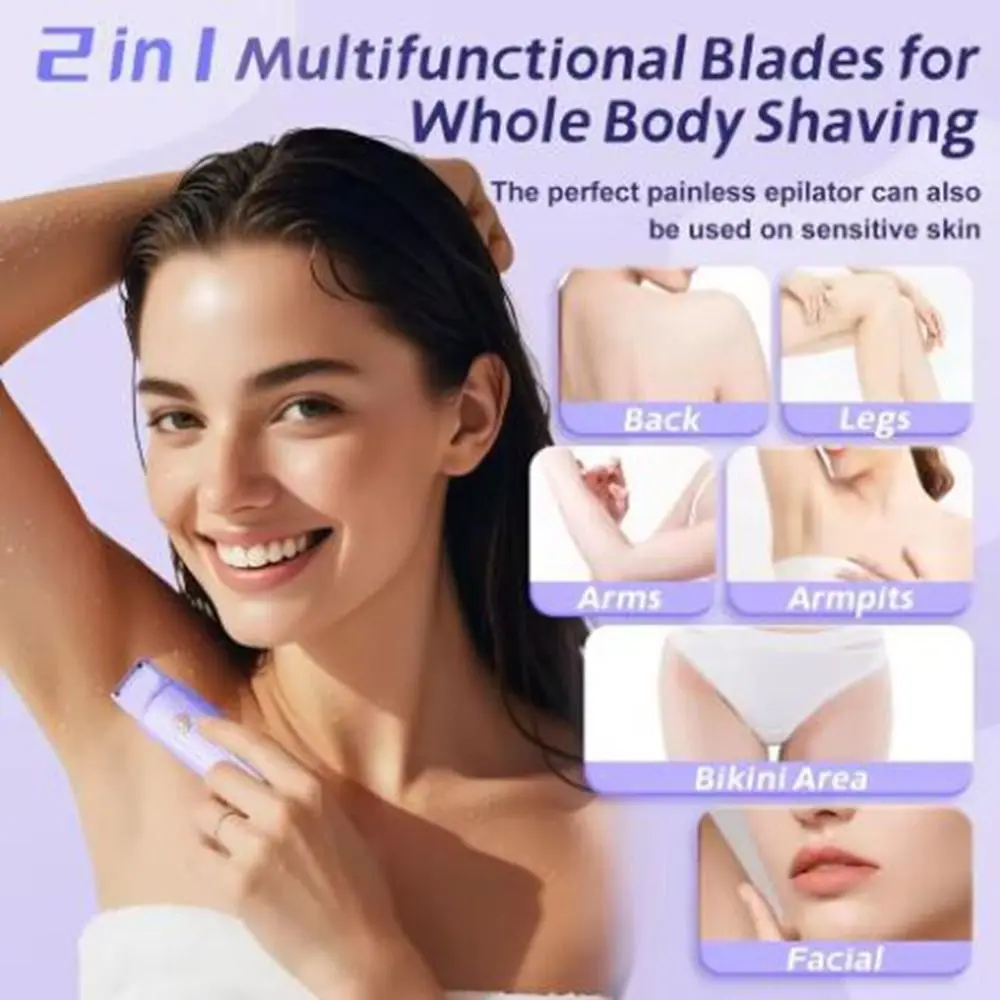 

USB перезаряжаемая машина для удаления волос 2-в-1, для влажной и сухой уборки, безболезненная электрическая бритва, съемная водонепроницаемая электробритва для лица и тела