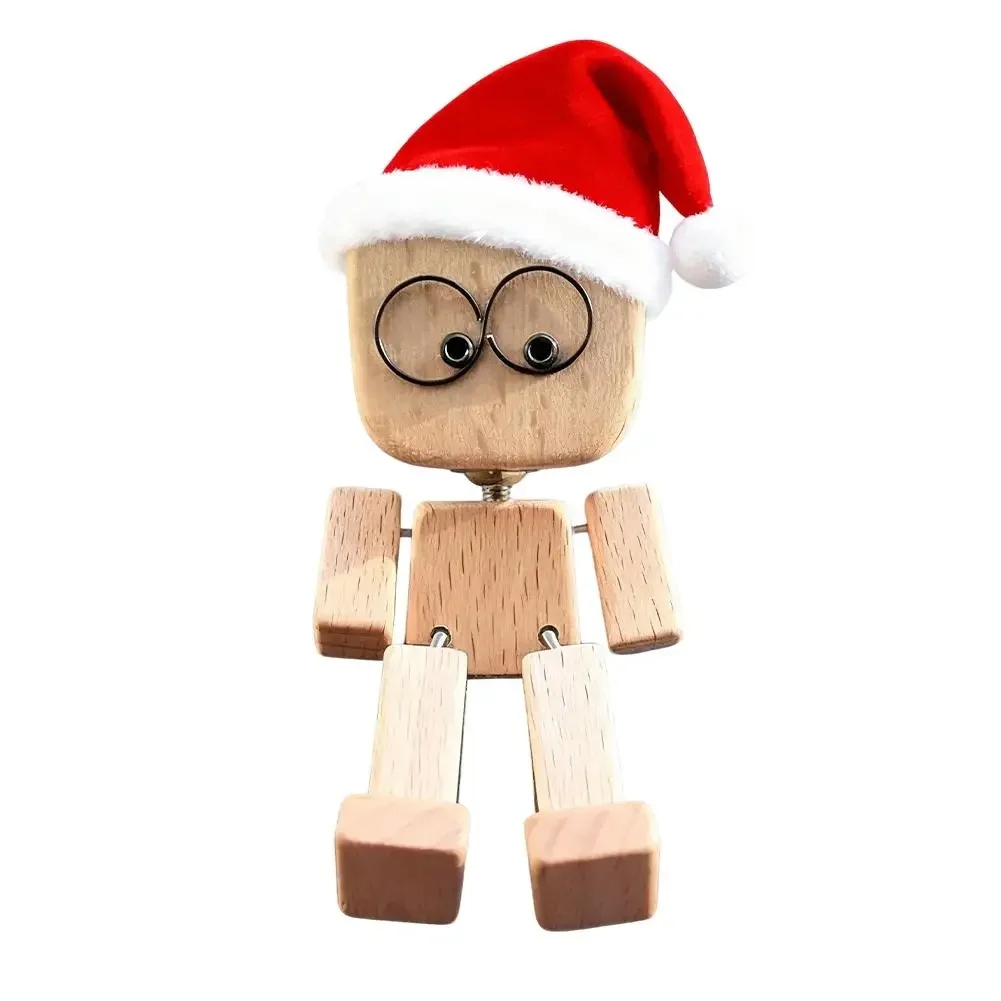 Shaking Wooden Man Tabletop Decor Funny Creative Statue For Car Dashboard Ornaments Desk Bedroom Living Room Decorations V8Y5