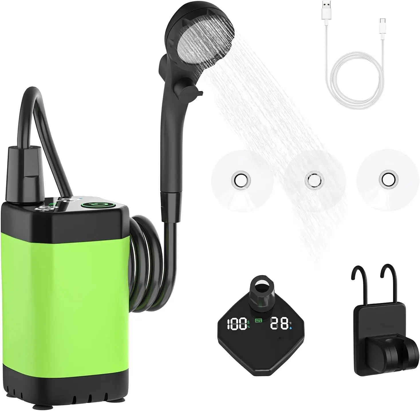 

Popular 6000mAh Camping Pump Portable Shower with Intelligent Temperature Display Shower Head Nozzle for Outdoor and Plant Water