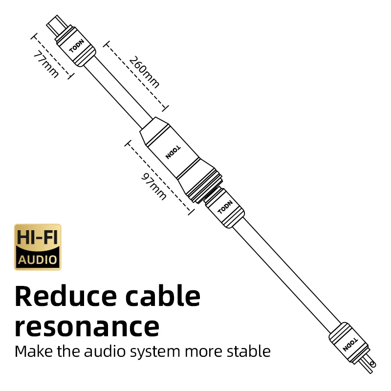 TODN HIFI Power filter, power cable extension cable, carbon fiber plug housing, rhodium plated connector