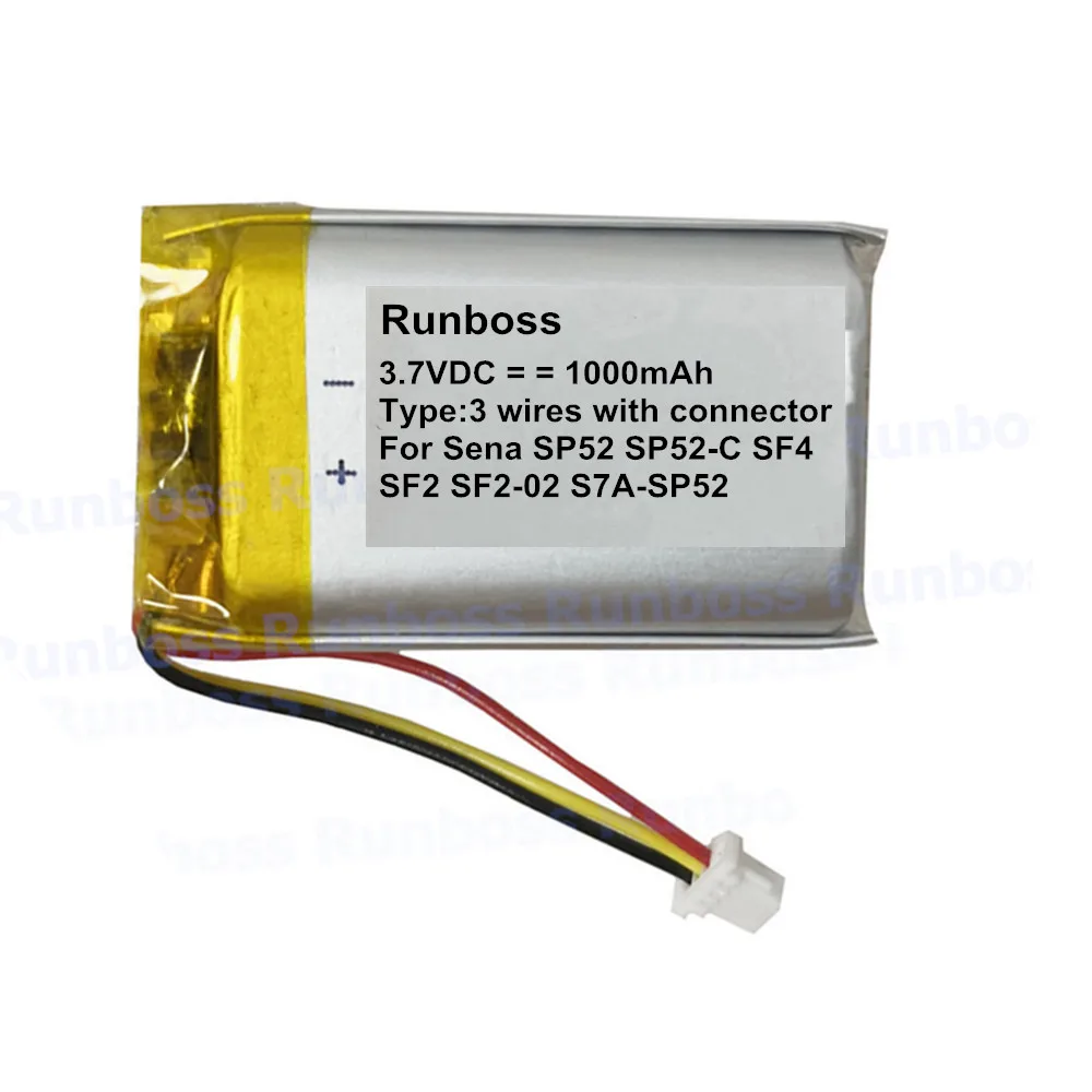 3.7V 1000mAh Replacement Battery For Sena SP52 SP52-C SF4 SF2 SF2-02 S7A-SP52 Motorcycle Bluetooth Headset Helmet Intercom