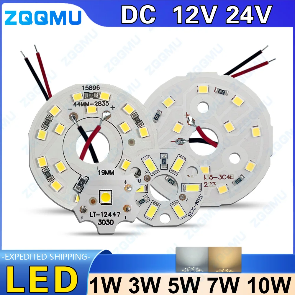 LED Chip 12V 24V 1W to 9W SMD Lamp Module Round Light Source Board for LED Bulb Downlight Lighting Replacement