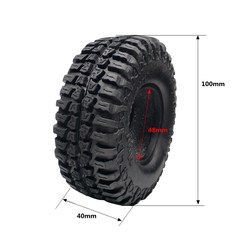 4PCS 100MM 1.9 Rubber Tires Tyres Wheel For 1/10 RC Crawler Car Axial SCX10 90046 AXI03007 Traxxas TRX4 D90 Tamiya CC01