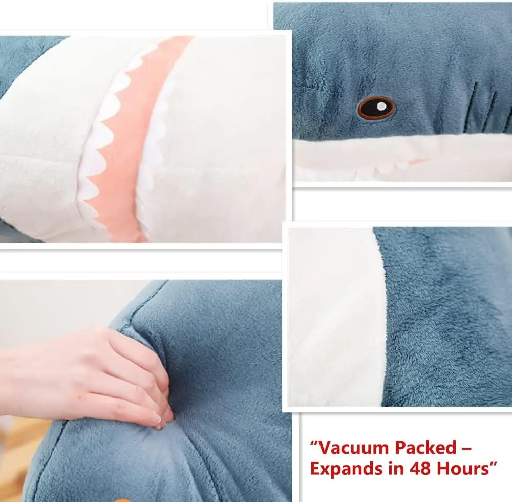 ตุ๊กตาฉลามยักษ์ขนาด 39.3 นิ้ว ของเล่นนุ่มๆ หมอนอิง ตุ๊กตาสัตว์สำหรับเด็ก ของขวัญก่อนนอน ของตกแต่งบ้าน