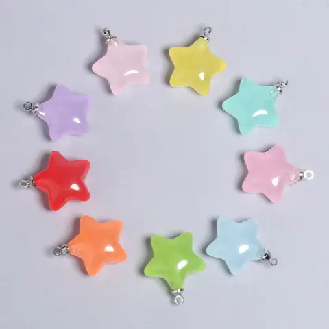 10 개/몫 믹스 캔디 컬러 스타 펜 던 트 20.5x15mm 아크릴 매력 비즈 펜 던 트 쥬얼리 목걸이 팔찌 귀걸이 공예에 대 한