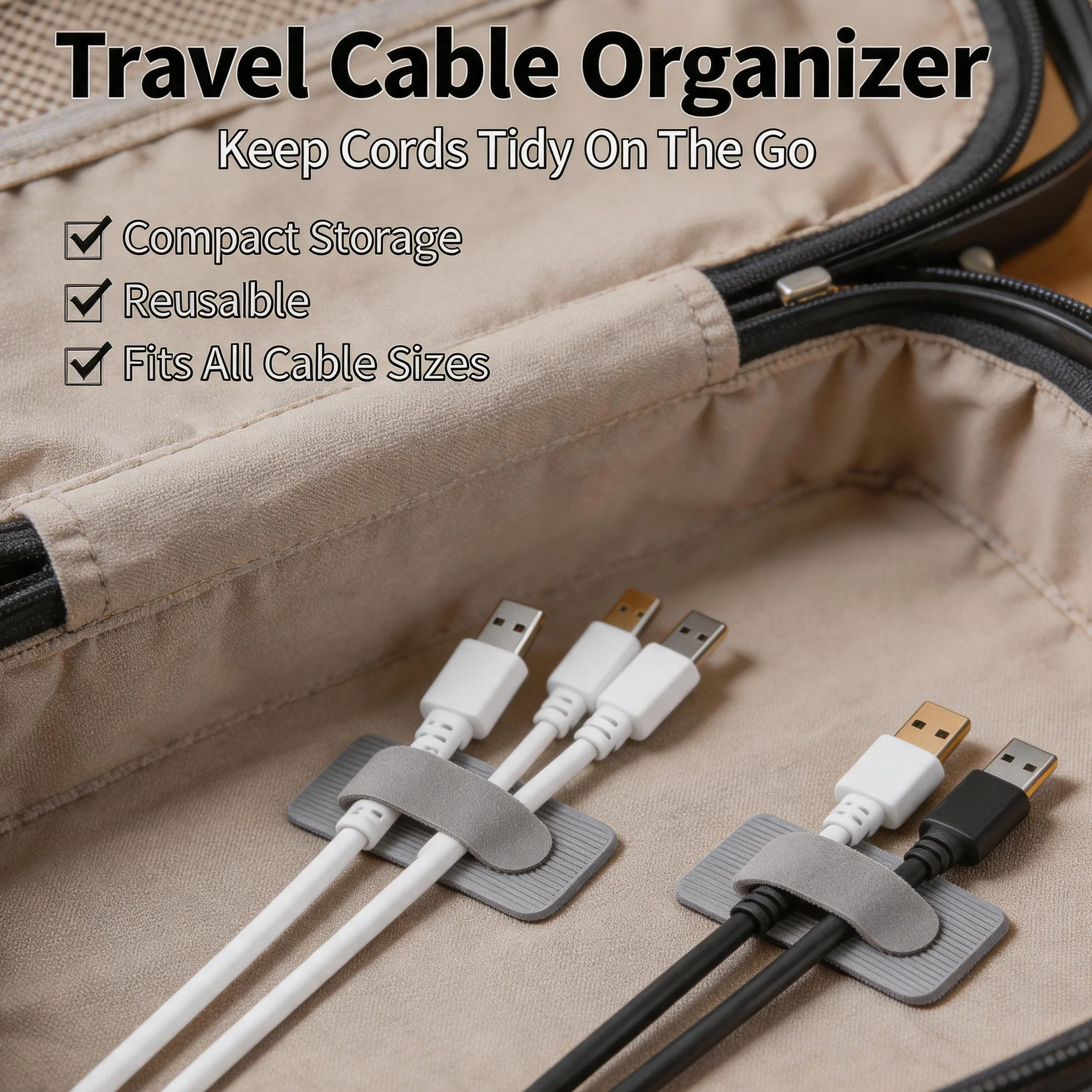 Self Adhesive Reusable Cable Ties Adjustable Cord Organizer Hook and Loop Straps for Desk Wire Management Office Home Rope Tie