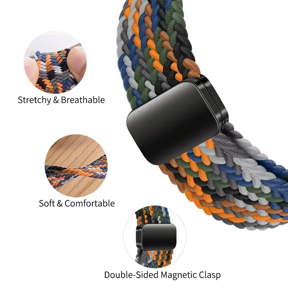20 22mm Watch Strap For Huawei Watch GT 4 3 2 46 42mm GT2 3 4Pro Magnetic Buckle Braided Solo Loop Xiaomi S3 S2 S1 Active Band