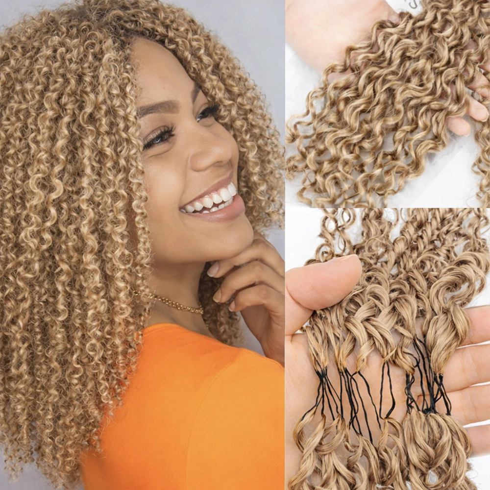 

# 27 цветов, накладные волосы из натурального человеческого волоса, без узлов, предварительно разделенные, медово-русые, мелкие спирали, кудрявые, для плетения косичек