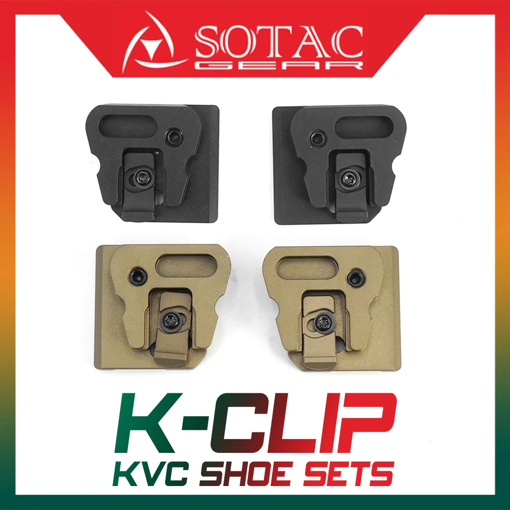 SOTAC Tactical KVC K-Clip Shoe Sets 2PS Metal Helmet Mount Dovetail Conversion Adapter PVS-14