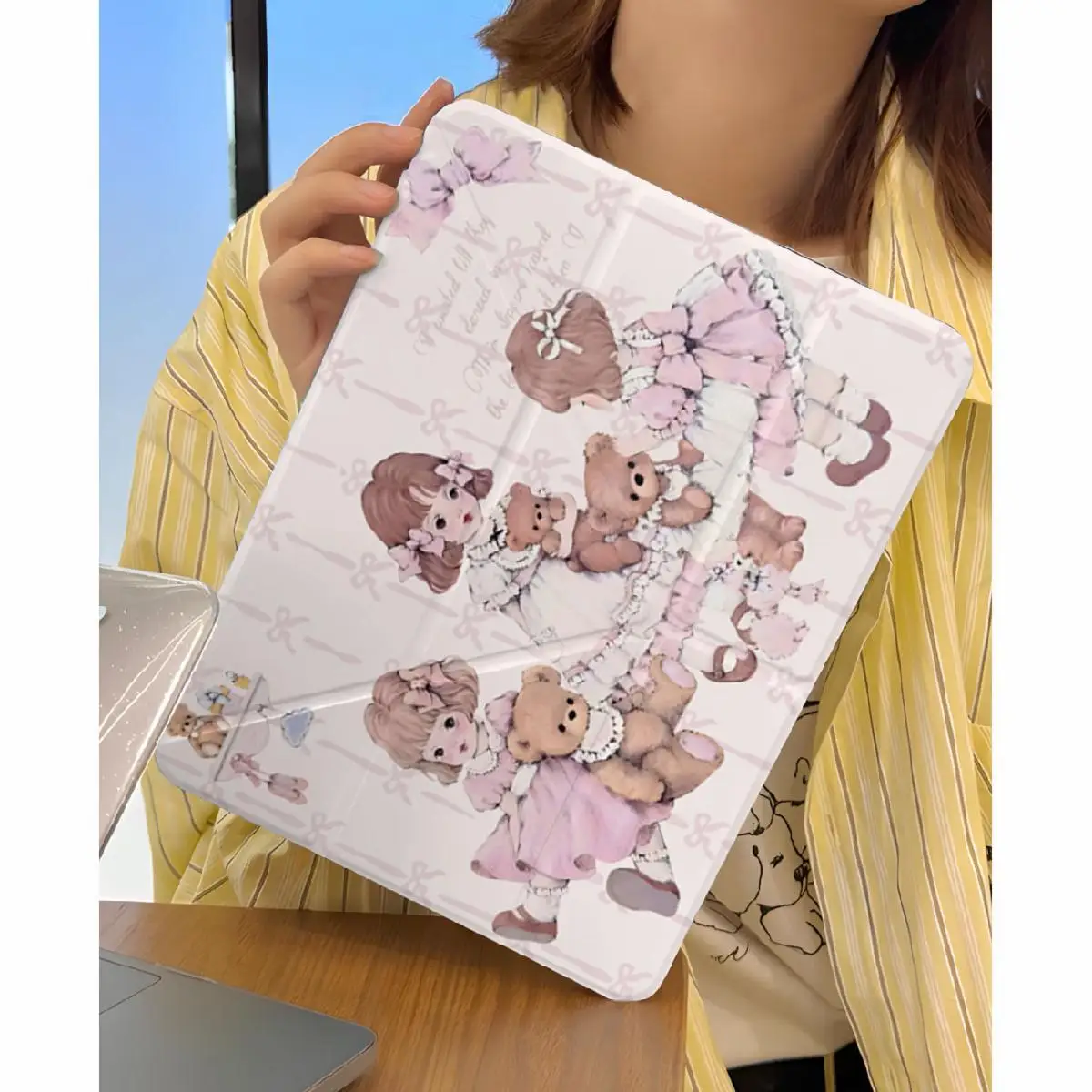 Kawaii Lolita Little Girl Cute Tablet Case For iPad pro10/11/2020/6th/7th /8th /Air 3rd/Air 4th/9th 5th Air 11 MINI 3YFold Cover