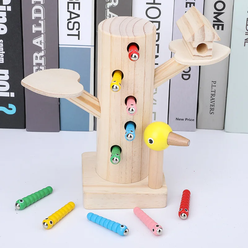 New  Wooden Toys Woodpecker Catch Worms Game 's Educational Toy Baby Learning Wooden Blocks Boys Gifts for 