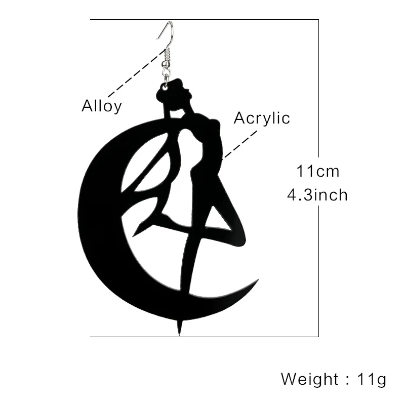 Sailor Moon Earrings Anime Dangle Sexy Large Hanging Unusual Black Pendants Modern Women\'s Drop Earrings 2022 Designer Jewelry