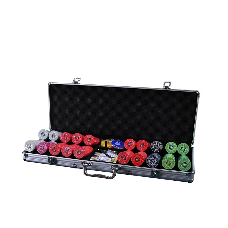 YH Hot Sale Customized Ceramic Poker Chips Set With Unique Design Aluminum Case Dice And Dealer Button