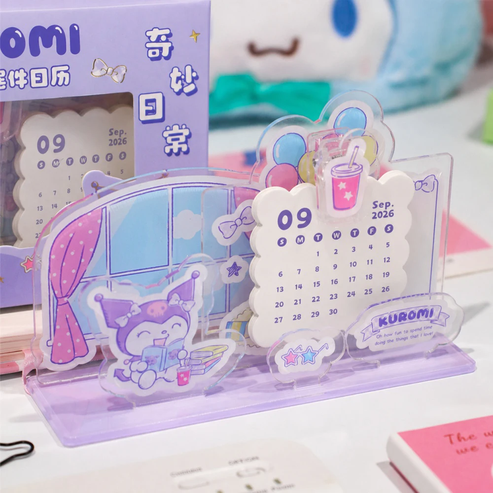 2027 New Sanrio Kuromi Cinnamoroll Melody Daily Schedule Calendar Acrylic Standing Cartoon Yearly Calendar Desk Ornament Gifts
