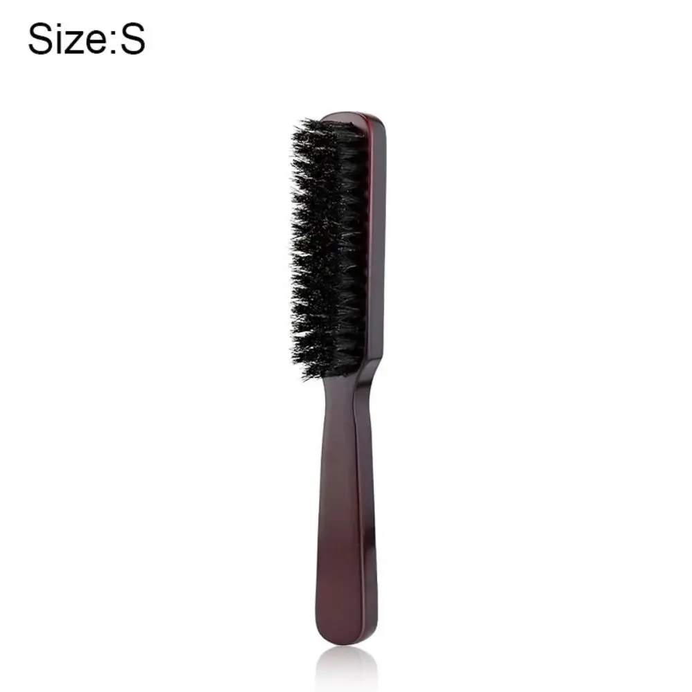 Wood Handle Boar Bristle Men Beard Brush Anti Static Dark Brown Moustache Cleaning Brush Solid Wood Barber Hair Styling Comb