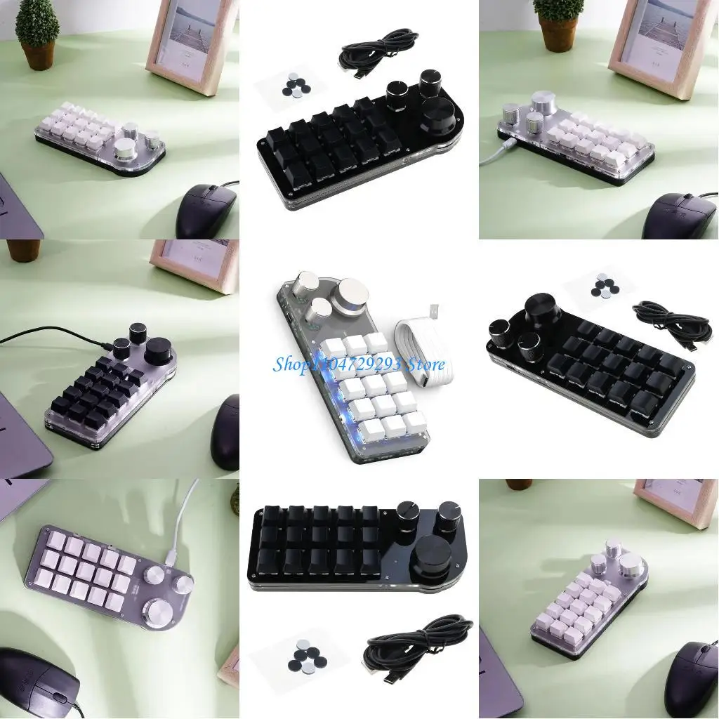 

Y2GD 15-клавишная клавиатура-макропад с 3-мя ручками для программирования клавиатуры для редактирования игрового видео