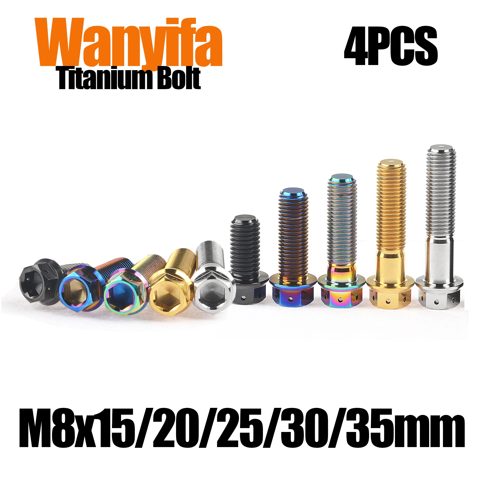 

Wanyifa Titanium Alloy Bolts M8x15/20/25/30/35mm Hex Flange Head Bike Fixing Screws for MTB Part and Cycling Accessory 4Pcs