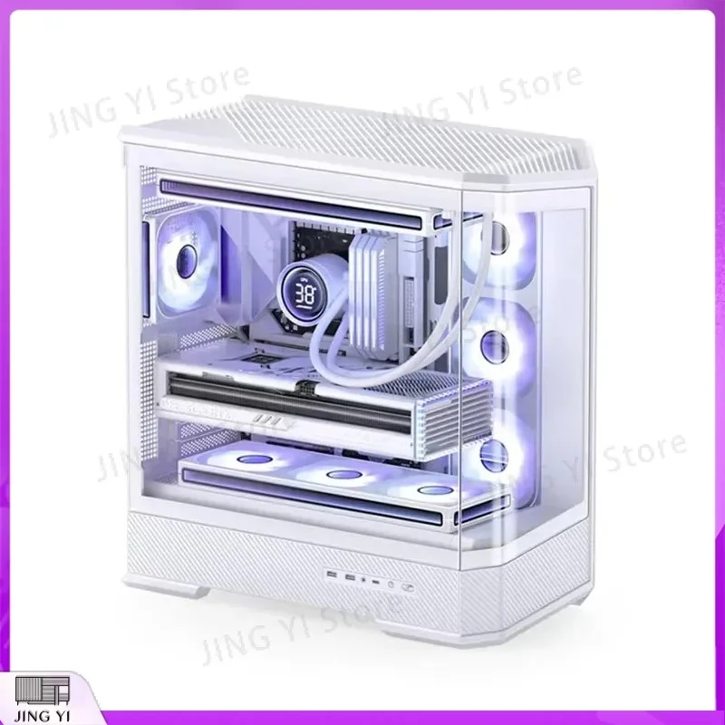 ATX Gaming PC Case Tempered Glass Tower Desktop Computer Chassis USB 3.0 Water Cooling Support Mid Tower DIY Build Black
