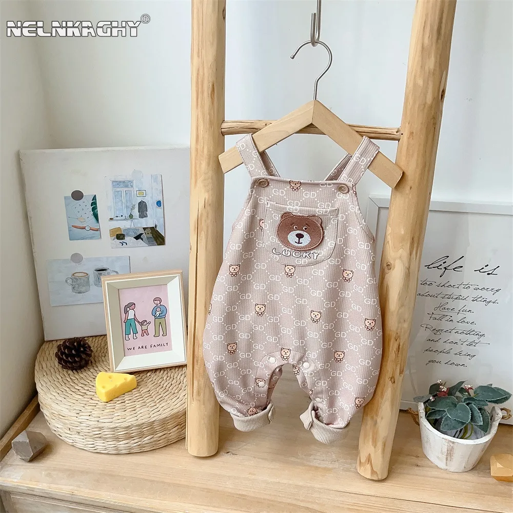 

Autumn New in: Cute 3M-3Y Infant Baby Overalls - Kids Sleeveless Jumpsuit with Bear Cartoon, Perfect for Outdoor Wear