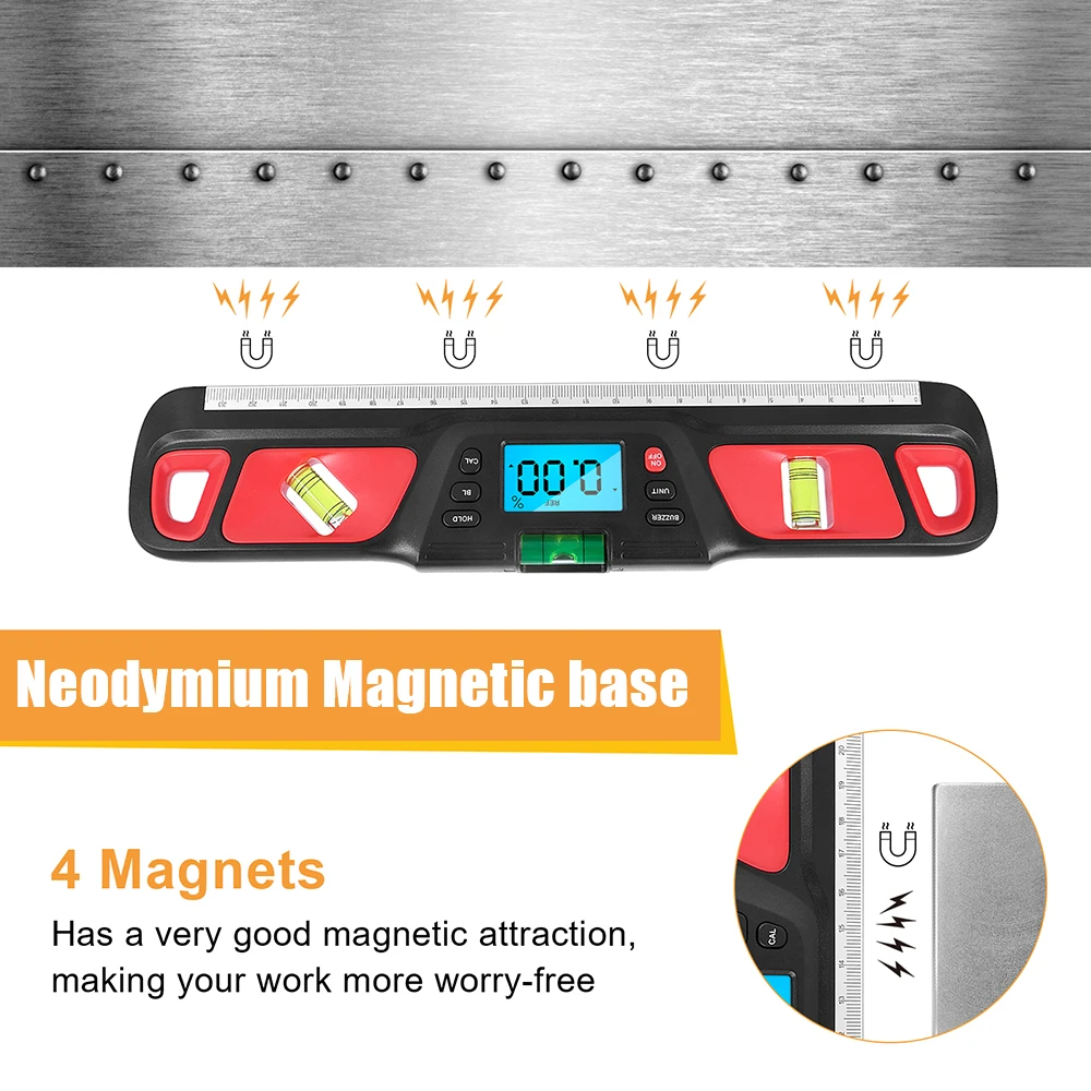 NICEYARD Digital Spirit level Bubble Electric Level Inclinometer Horizontal Scale Ruler Protractor 360 degree Angle Finder