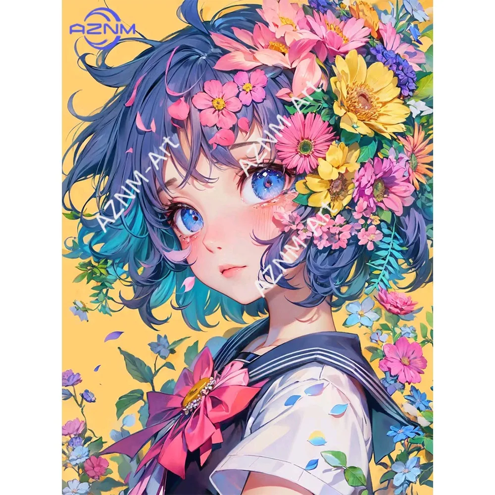 1pc Diamond Painting Japanese Cartoon Girl Miku  Painting Cross  Art Mosaic Home Decor Gift view 6