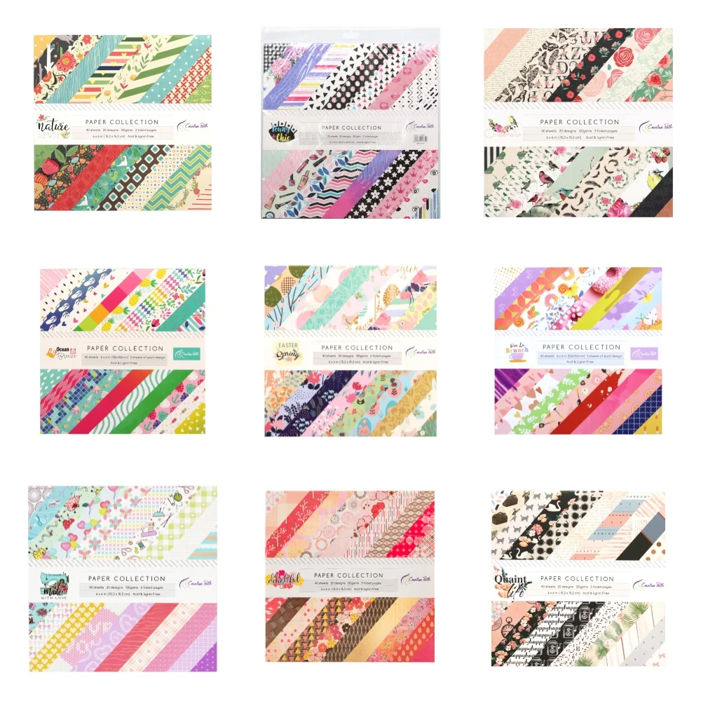 Creative Path 6x6 Inch Journaling Background Paper Sheets Square Origami Paper 15x15cm Flower Pattern Scrapbook Decorative Paper